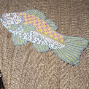 Makenzie Childs Happy Fish Rug RETIRED!!! Rare find !!!